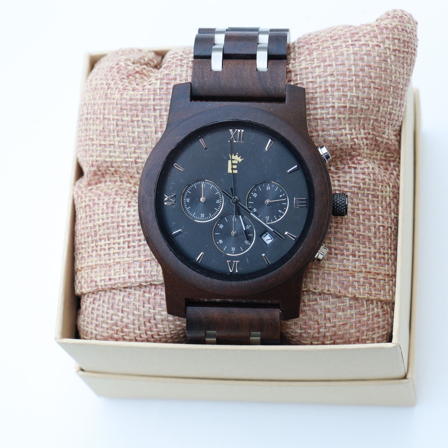 Elevate WoodenWatch ChronoGraft Elite HandMade Walnut Box Band Wooden Watch Stainless Steel